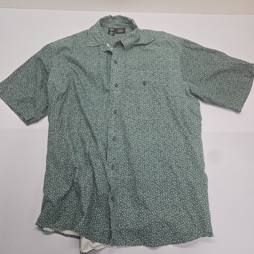 Maui Trading Company Mens Green Floral Short Sleeve Button Down Shirt Size Large